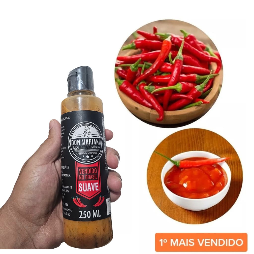 Molho de Pimenta Dedo de moça, Suave kit com 1, 2, 3 e 4 unidades