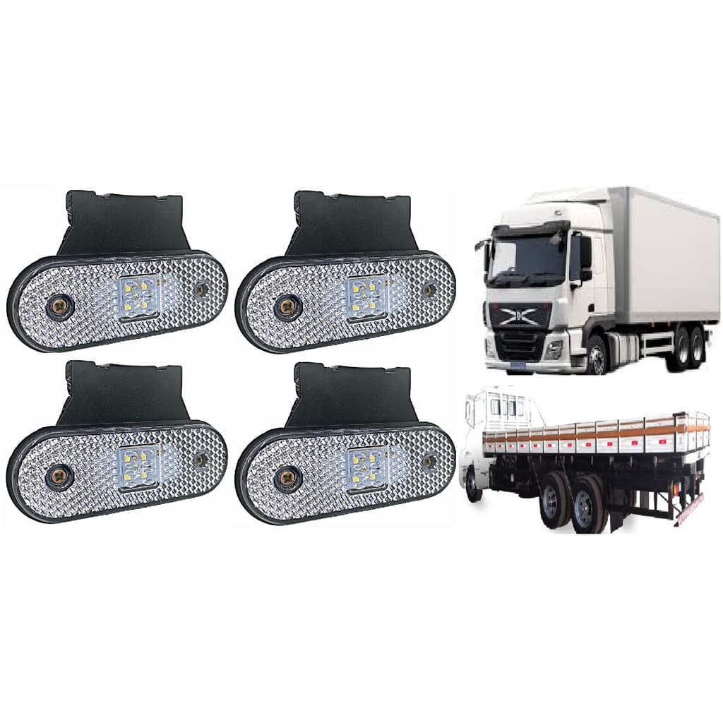 Kit 4 Lanterna Led Lateral Carreta Báu Carroceria 12/24v KLX