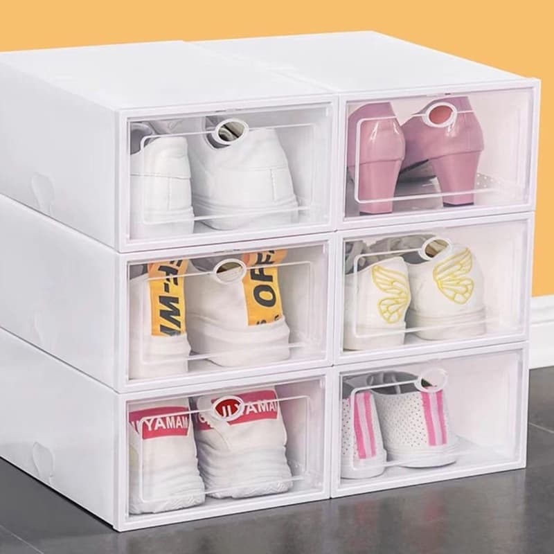 Kit 10 Caixa Organizadora Sapato Empilhavel Gaveta Vertical Branca