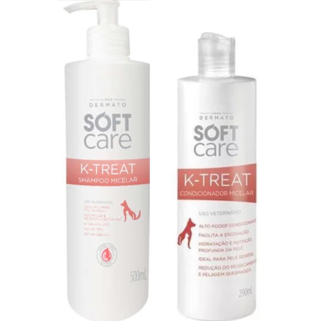 1 Shampoo K treat 500ml e 1 Condicionador K treat 290ml Cães e Gatos