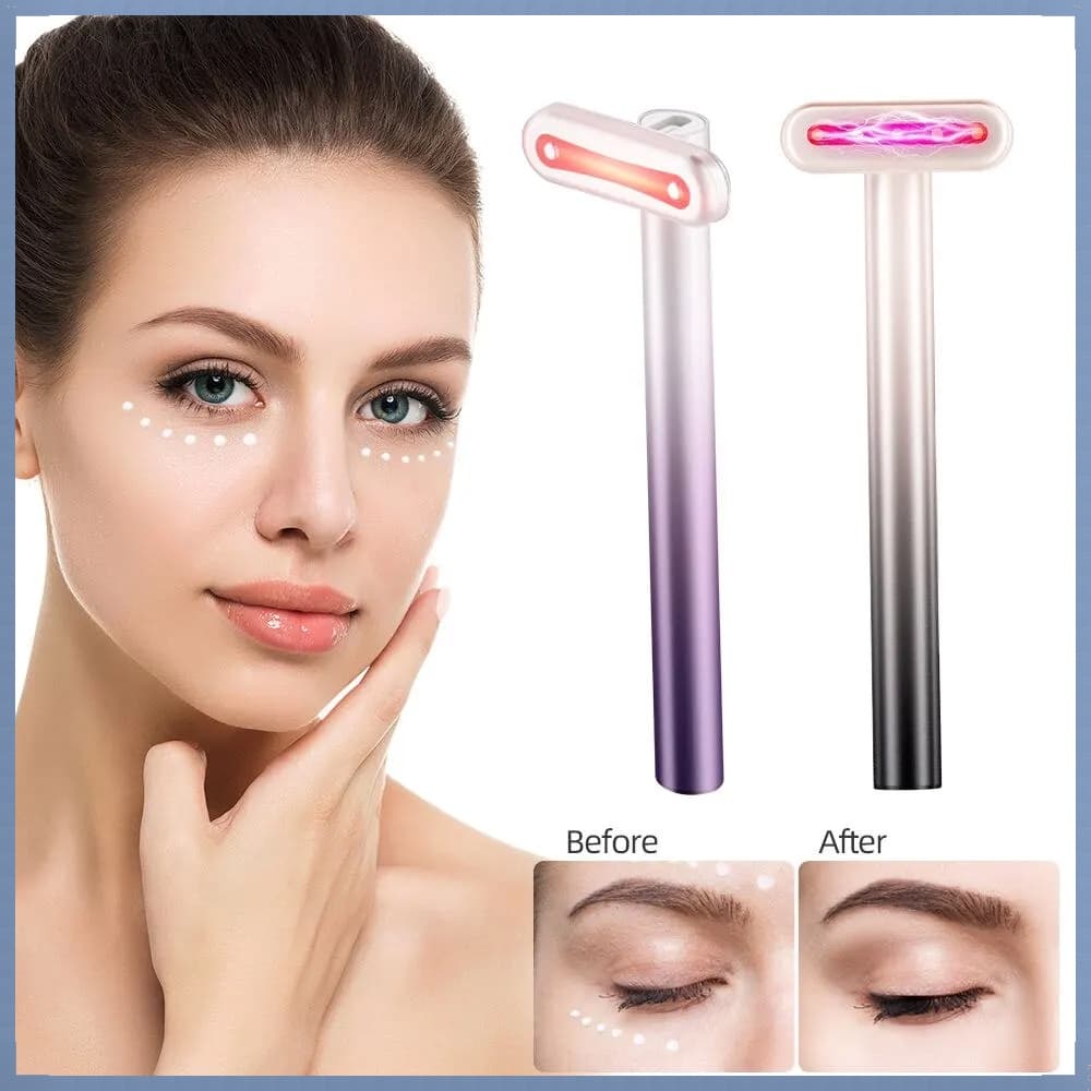 Novo Bastão 4 Em 1 Elétrico De Fada EMS Terapia Com Luz Vermelha Ferramenta De Cuidados A Pele De Massagem Facial