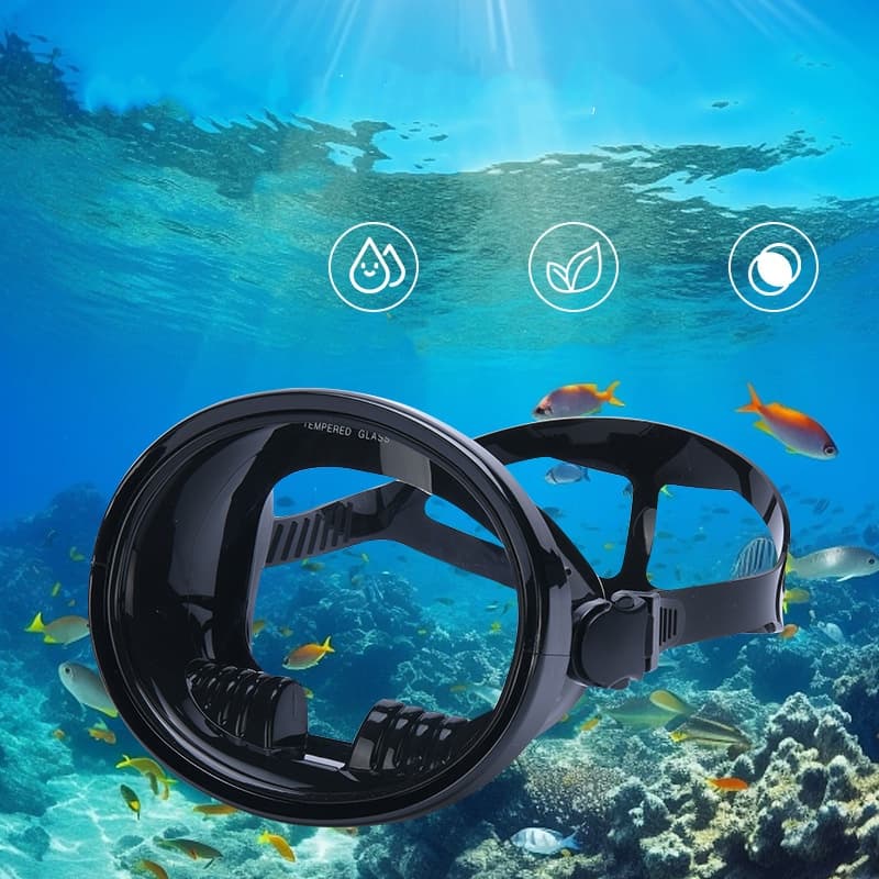 Máscara De Mergulho Em Vidro Temperado Equipamento Aço Inoxidável Com Snorkel De Estrutura Grande Óculos De Natação HD