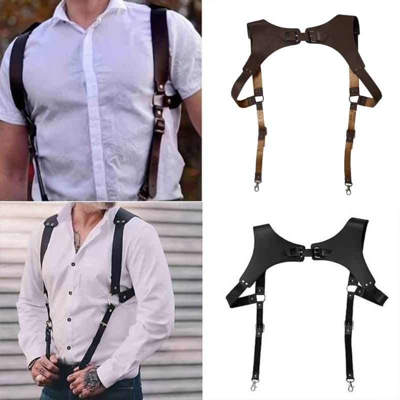 REDD Masculino Feminino Couro PU Suspensórios Cinto Vintage Roupa De Ocasião Especial