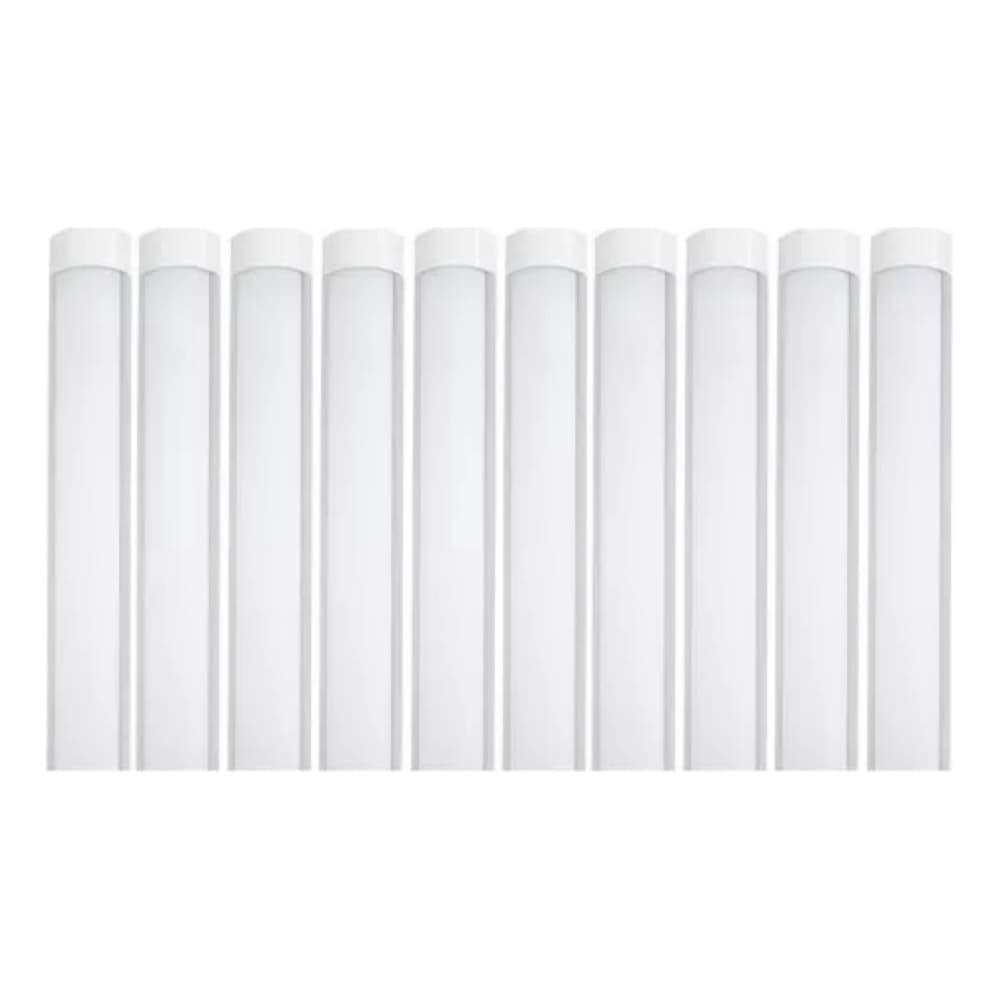 Kit10 Luminaria Sobrepor Tubular Led Slim 40w 1m Branca Fria 110v/220v
