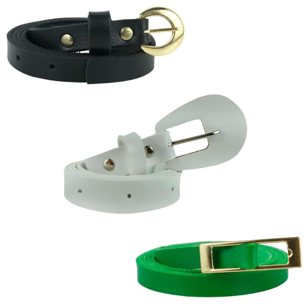 Combo Com Cinto 3 Cintos Femininos, Couro PU Combo Ideal Dia A Dia, 1 Cinto Preto Com Fivela Quadrada, 1 Cinto Branco Fivela Oval Com Passante E 1 Cinto Fininho Com Fivela De Metal Dourado Retangular Sem Fivela, Delicado, Ajustável, Combo Perfeito