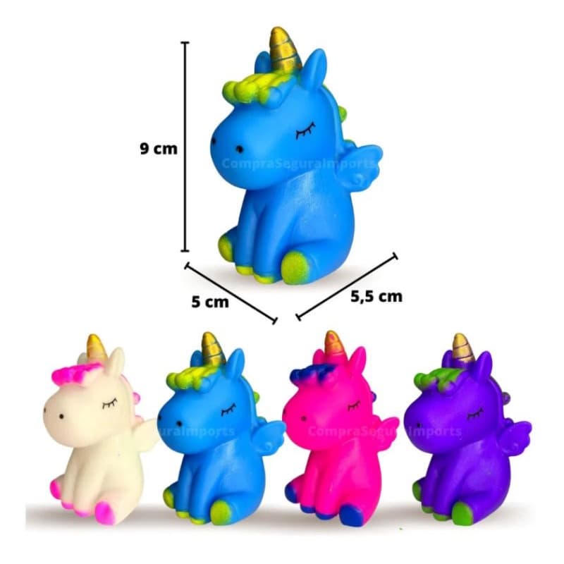 Kit 4 Unicórnio De Vinil Com Som Brinquedo De Banho Bebê