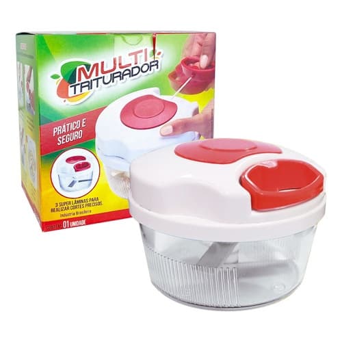 Multi Processador Triturador Alho Com 3 Lâminas Fatiador Legumes Manual 500ml
