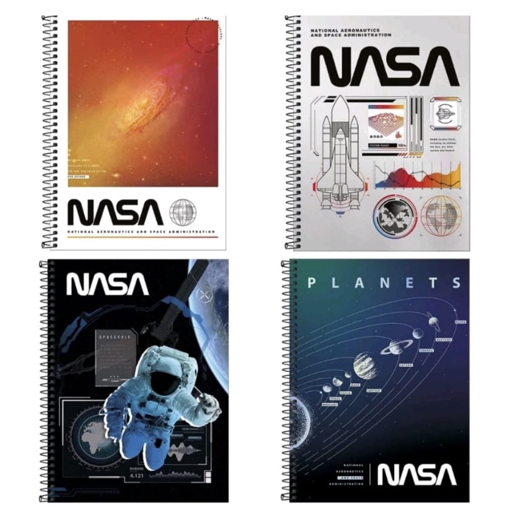O Caderno Espiral Capa Dura Nasa Universitário - 1 Matéria - 80 Folhas