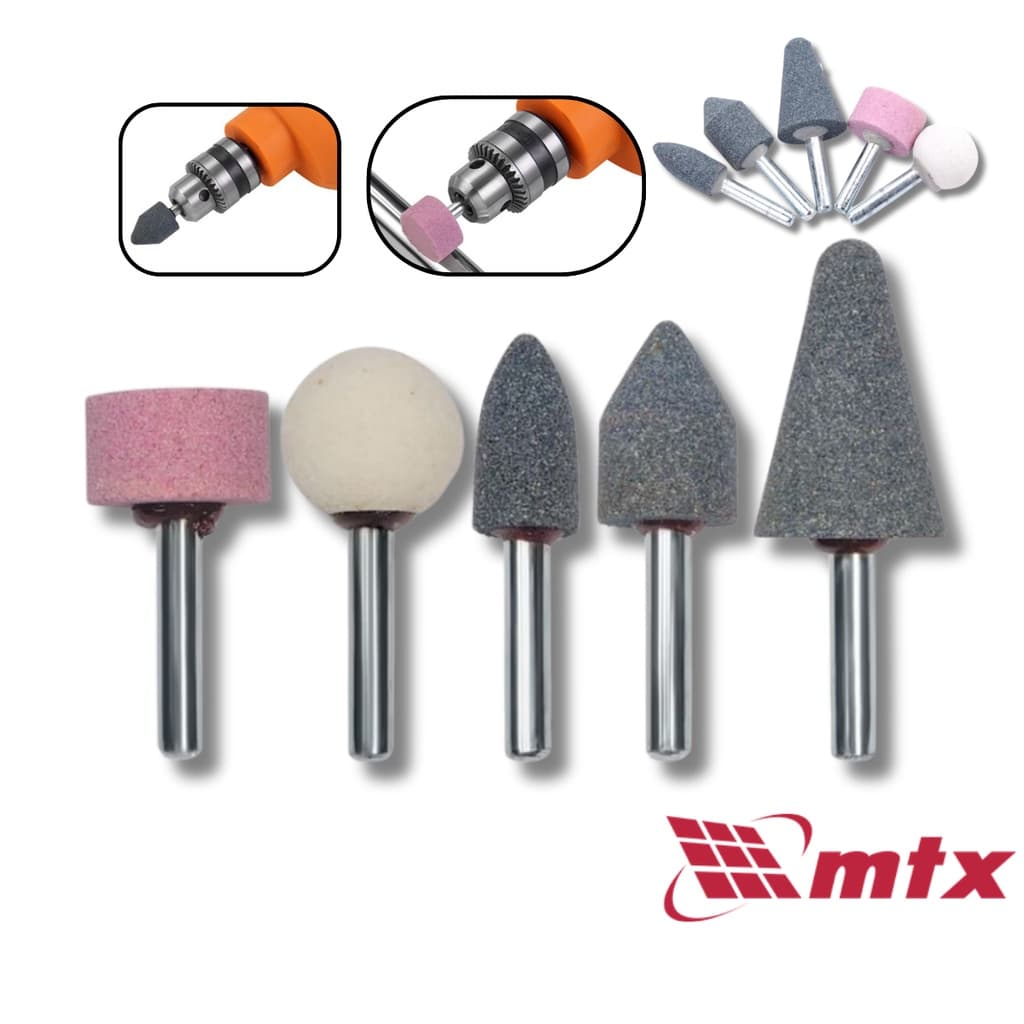 Kit Jogo Ponta Montada MTX 5 Peças para Mini Retífica Jogo Pedras De Moagem Para Furadeira Lixamento