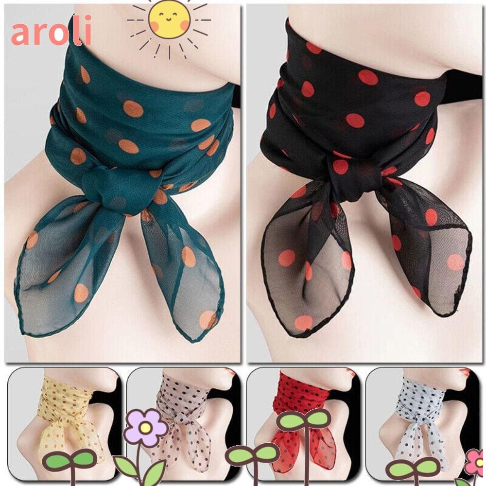 Xale Macio De Chiffon AROLI , Lenço De Seda Artificial Com Estampa De Bolinhas Quadradas , Lenços De Malha Fina Para Urd