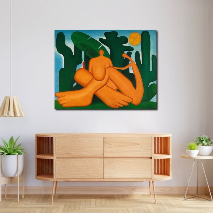 Quadro decorativo Tarsila do Amaral Antropofagia Arte Moderna em Tela Acetinada