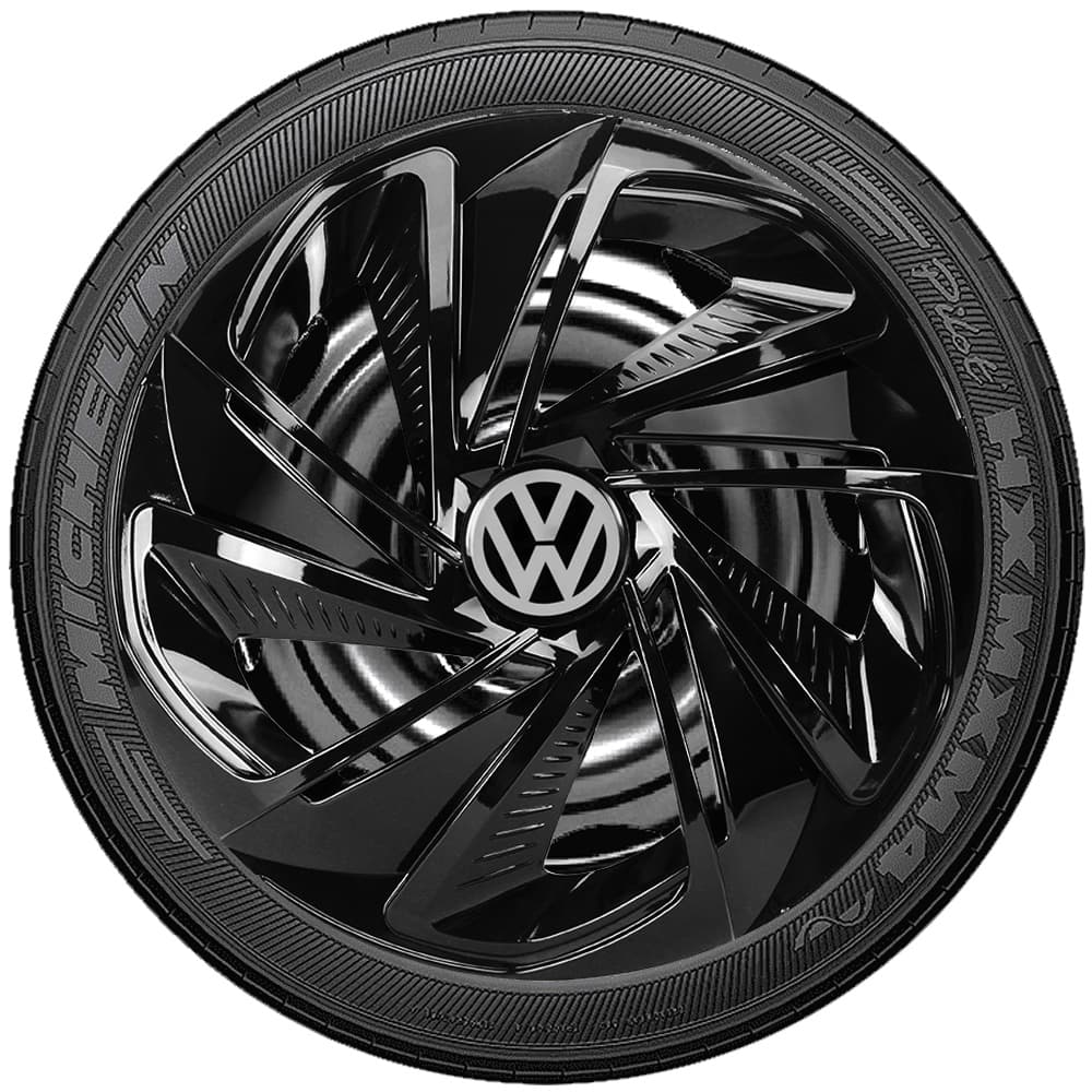 Promoção 4 Carlotas Esportivas aro 13/14 PRETO BRILHANTE Compatível com Gol Up! Voyage G2 G3 G4 G5 G6 G7 G8 G9