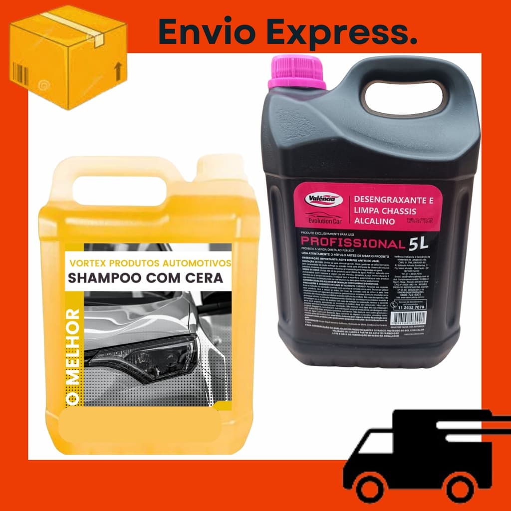 Kit Lava Rapido Shampoo Com cera + Solupan Automotivo Limpeza Pesada Protege da Brilho