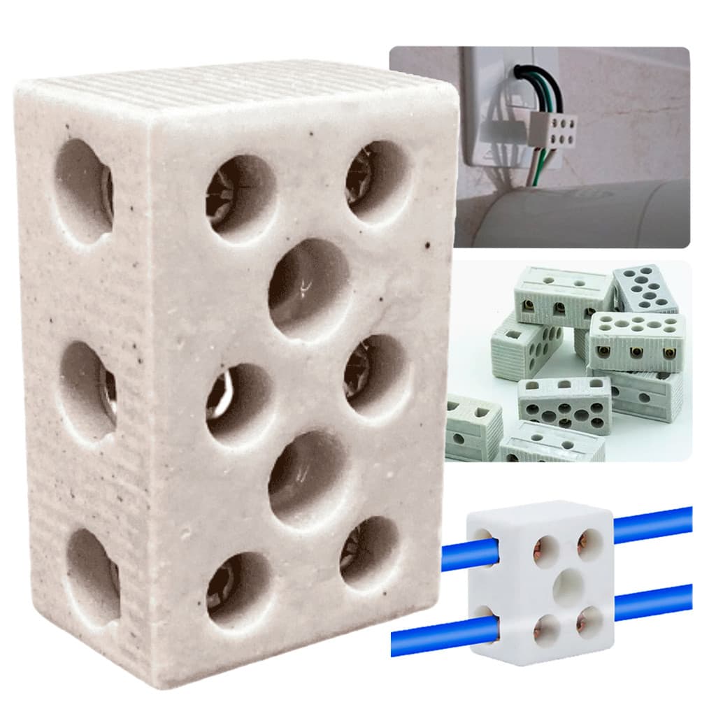 Conector Porcelana Chuveiro 3 Polos Tripolar 16mm Louça Cerâmica Emenda Cabos Fios - Alta Qualidade