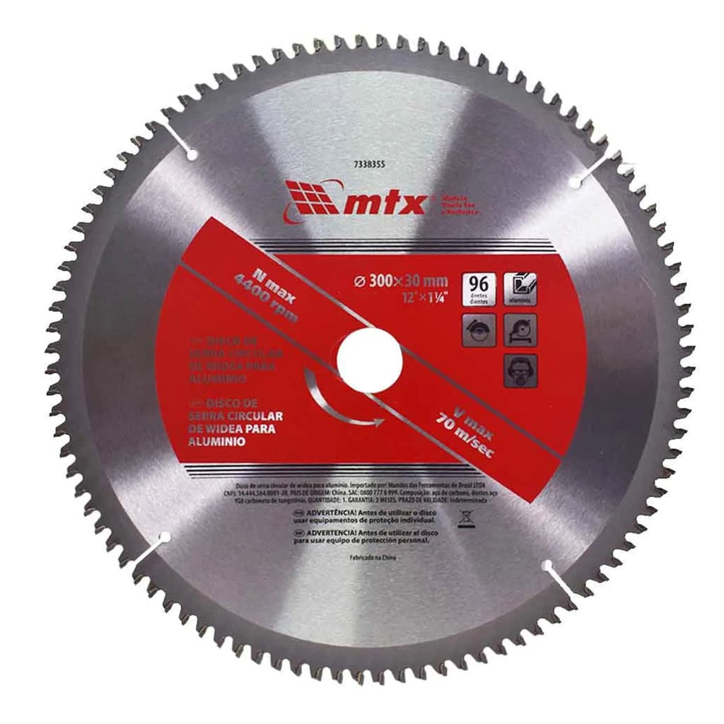 DISCO SERRA CIRCULAR PARA ALUMINIO, 300MM, 96 DENTES, 1PC // MTX