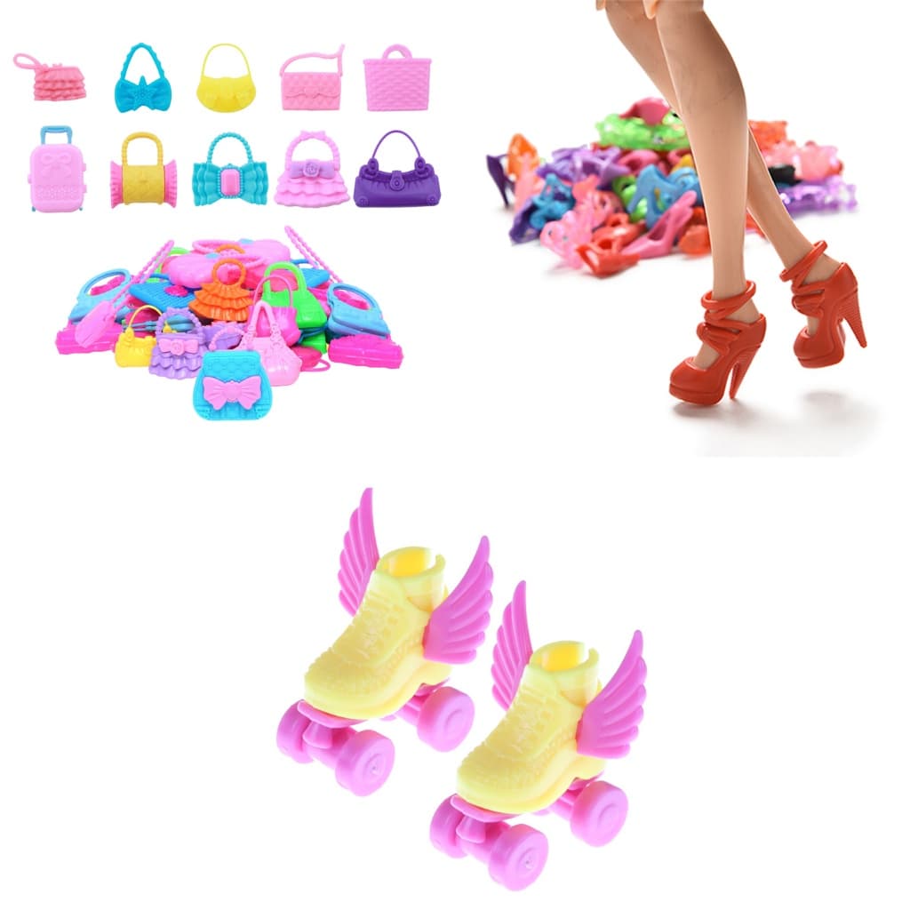 Kit de Acessórios Para Bonecas - Sapatos, Bolsas e Patins - Sheilinha Confecção