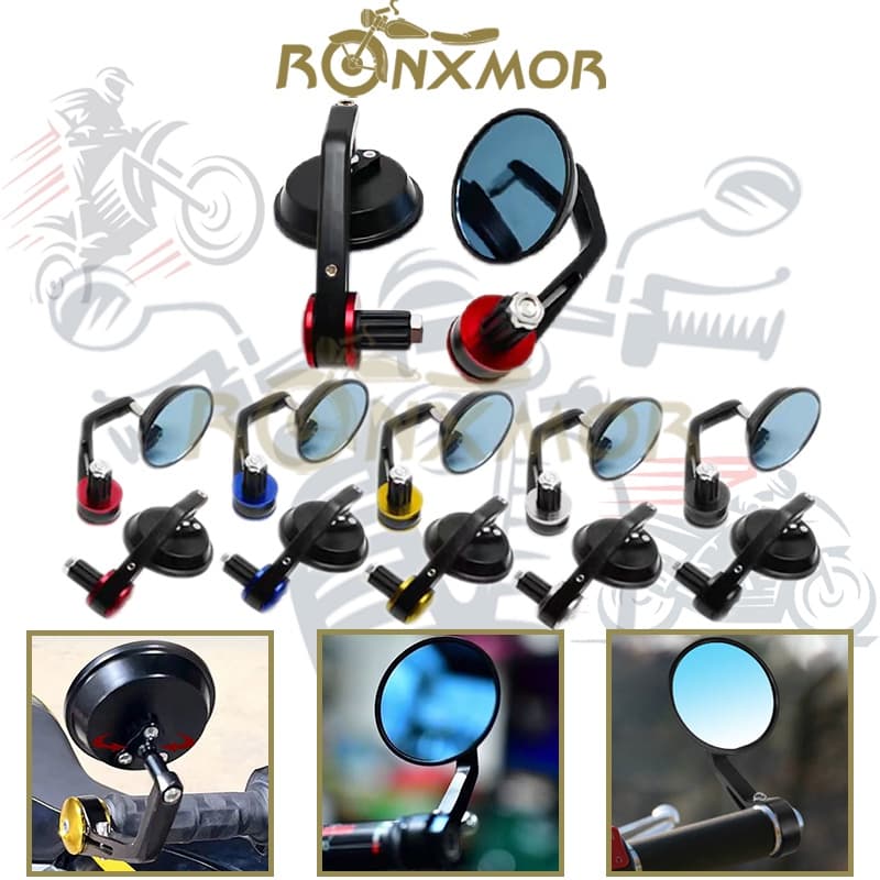RONXMOR 2 Unidades/Par 7/8 " Espelhos Retrovisores Universais Para Motocicleta Alça Redonda Extremidade Da Barra Lateral
