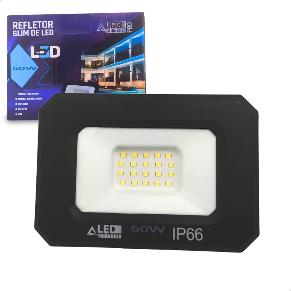 Refletor Led Holofote 50W Branco Frio Biv IP66 Prova D'agua