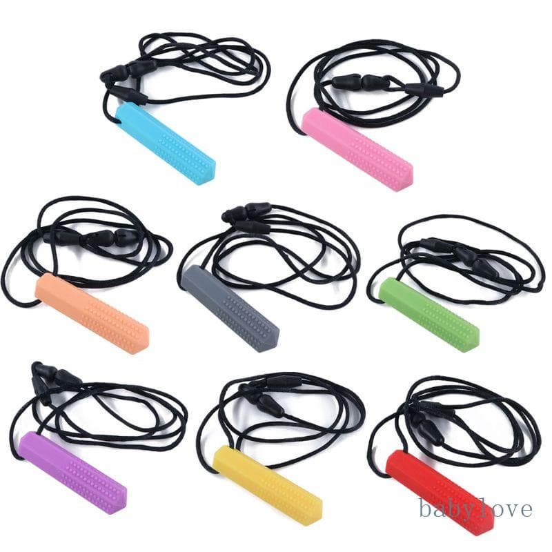 babylove Silicone Sticks Shape Teether Portáteis Coloridos Corrente Anti-Perda Colorida Necklac