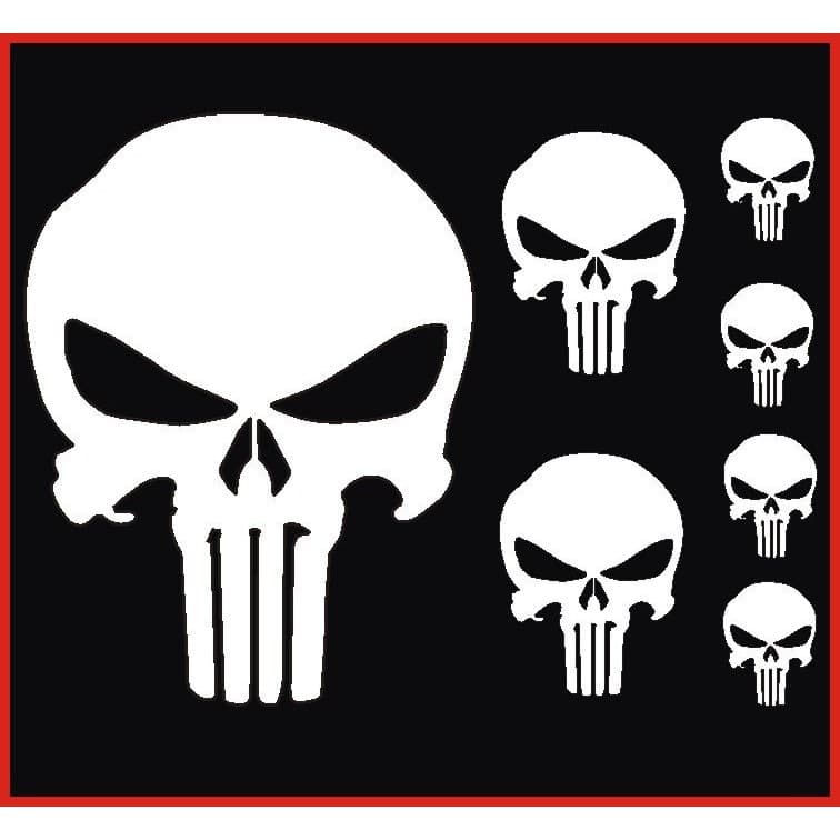 7 Adesivos Justiceiro Punisher Caveira Kit para carro moto notebook tablet Kit