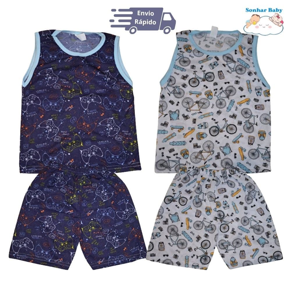 Pijama Infantil Menino Regata e Short Verão 1 aos 13 Anos