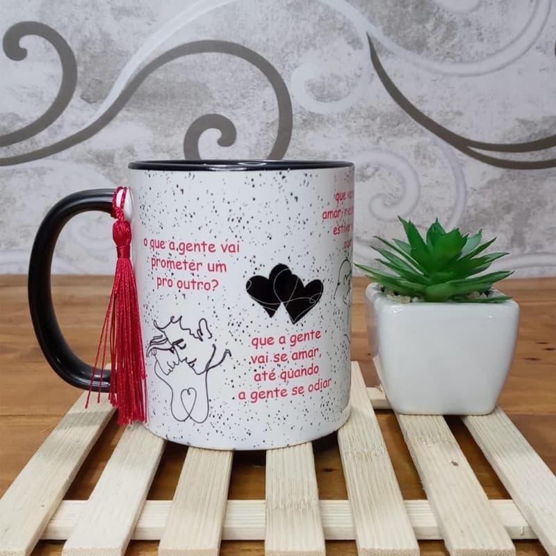 Caneca alça e interior Preto- Post-it Grey's Anatomy - Meredith e Derek