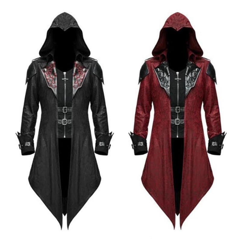 Novo estilo halloween jaqueta medieval retro costura goth masculino fantasia escura