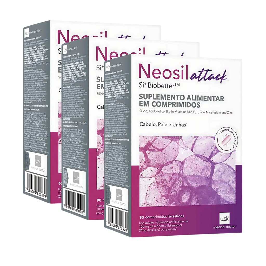 Kit 3 Neosil Attack Suplemento Alimentar - 90 Cápsulas