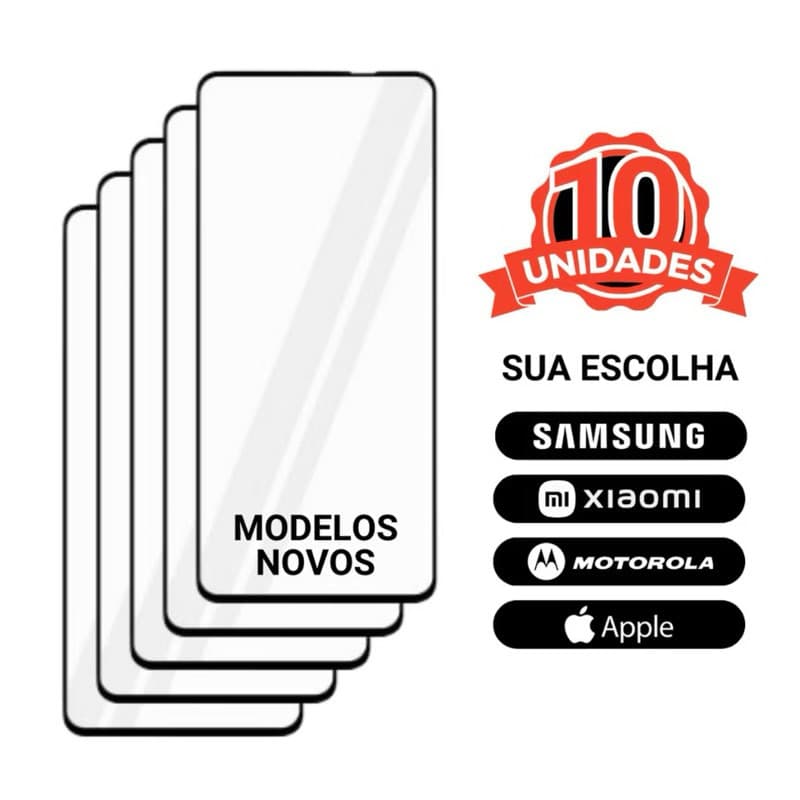 Kit 10 Película 3D Vidro Temperado Para Todos iPhone 16 15 14 13 12 11 Mini Plus Pro Max X XR XS MAX 6 7 8 Plus