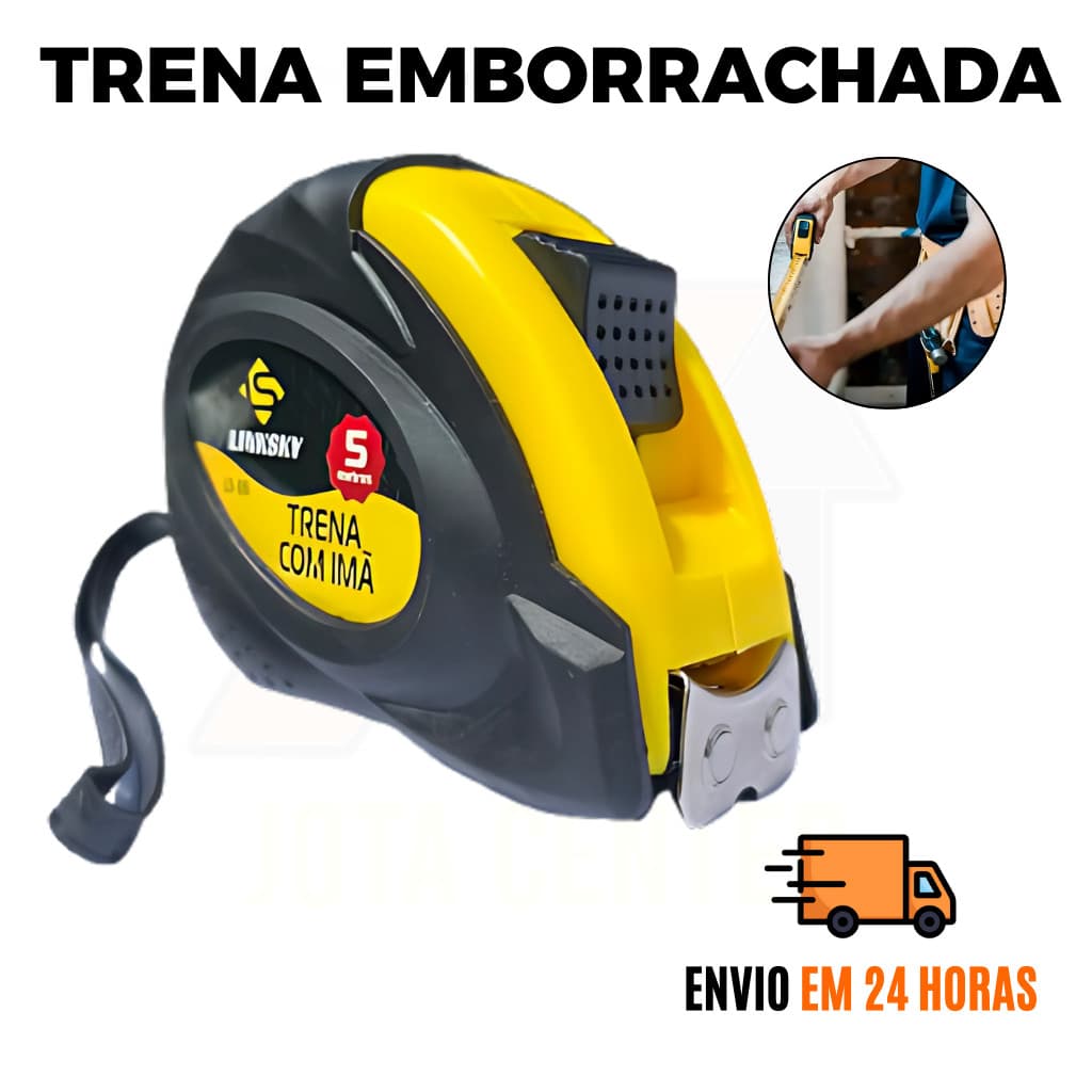 Trena Métrica 5 Metros Fita de Aço Profissional Emborrachada