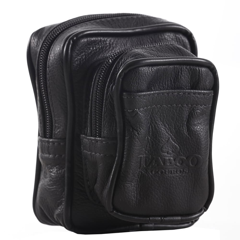 Pochete Bolsa de Couro para Cinto - A7 - Preta