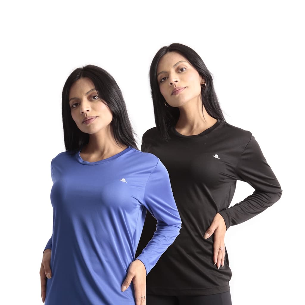 Kit 2 Camisetas Manga Longa Proteção Uv Dry Fit Feminina
