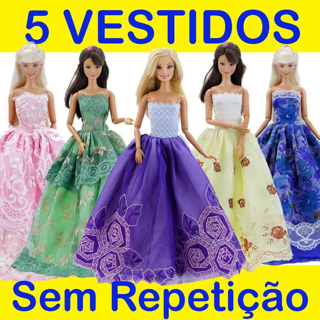 5 Vestidos Longos De Festa Princesa Noiva Casamento Para Bonecas Fabricação Própria  - Sheilinha Confecção
