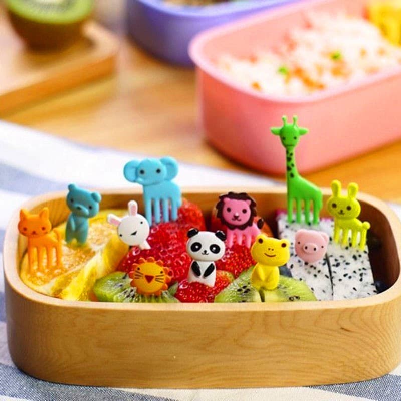 8pçs ate 48 pçs Garfo Flexível de Animal Decorativo Fofo/ Frutas Acessória para Lancheira