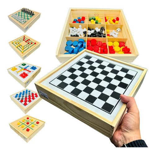 Toy Trade Jogos De Mesa 5x1 Xadrez, Dama, Ludo, Trilha, Jogo Da Velha