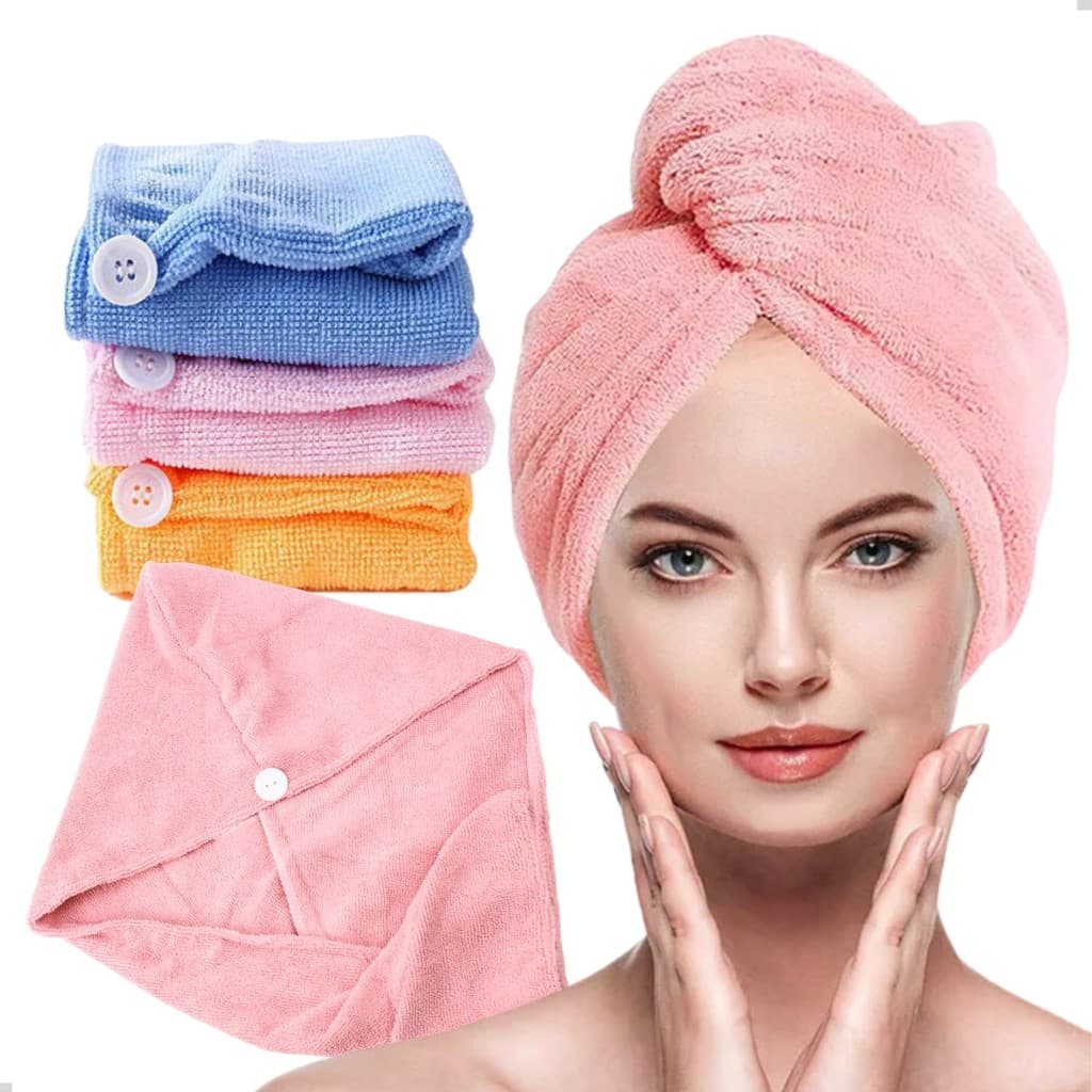 Touca Toalha Para Secar Cabelo Turbante Banho Cabeça