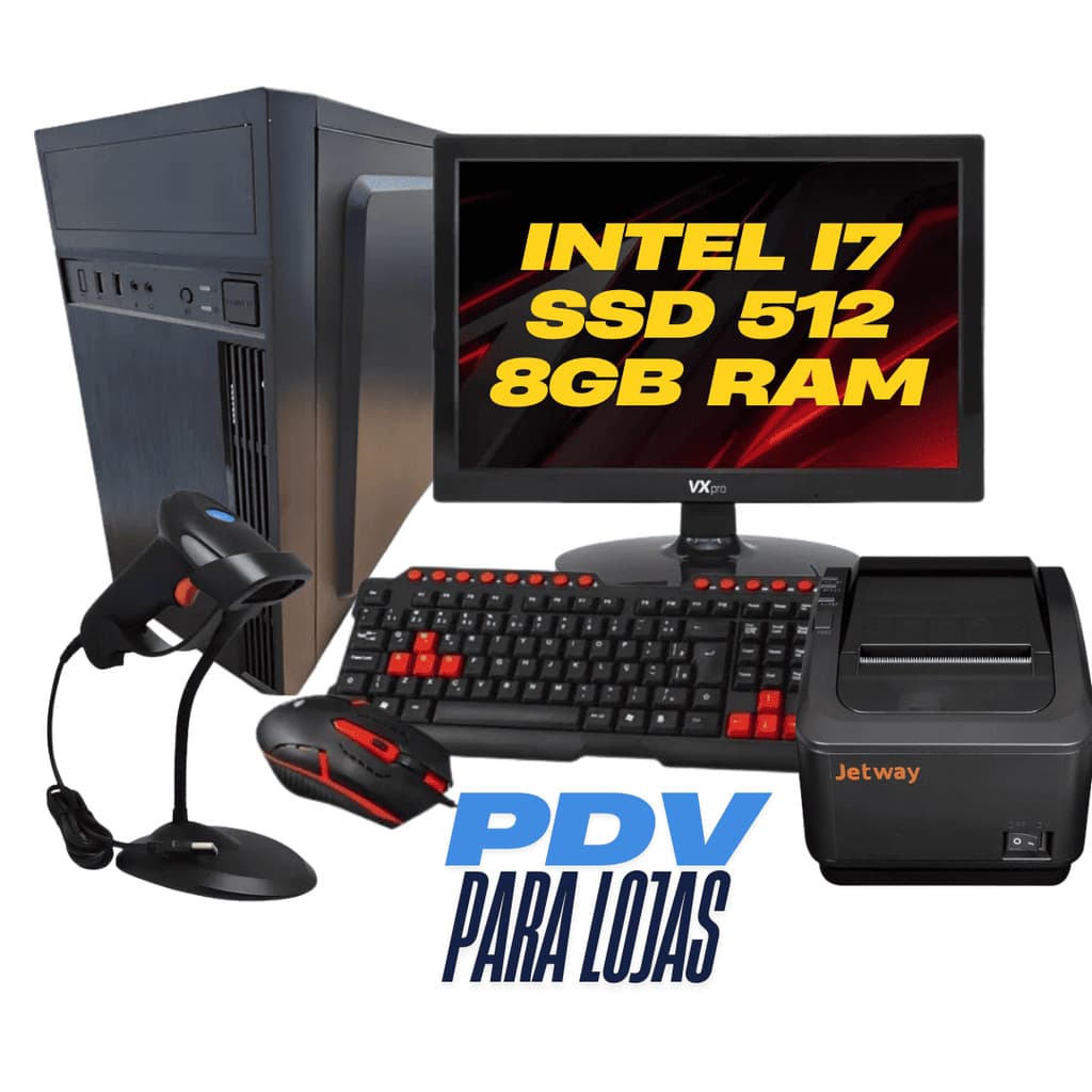 Kit Loja Pdv I7 ssd480 8GB RAM + Tela + Leitor + impressora