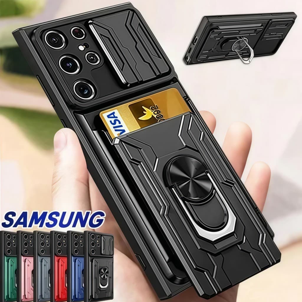 Capa Para Samsung Galaxy S26 S25 S24 S23 S22 Ultra Plus S24 S25 FE Slide Suporte Anel Câmera De Grau Militar Slot Cartão