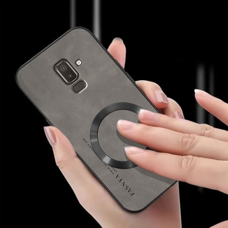 Invólucro SAMSUNG J8 Capa De Telefone anti Vibração Anel De Sucção Magnética Protetora Com Bordas Macias E Traseira Anti