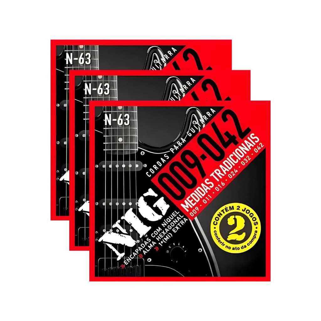 Encordoamento Guitarra Nig N-63 .009 - 042” Kit 6 jogos PR2N63L