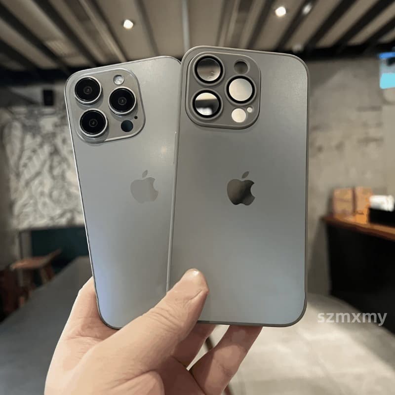 Caixa de vidro temperado Titanium AG adequado para iPhone 16 15 14 13 12 11 Pro Max 15Plus 16Plus traseira dura novo