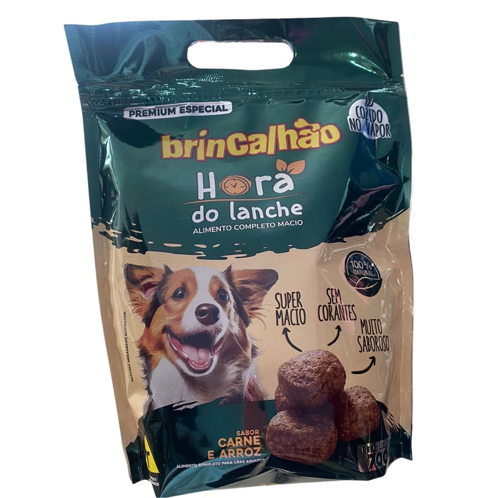 Ração Para Cachorro 700g Brincalhão Hora do Lanche Macia Premium Especial Sabor Carne e Arroz