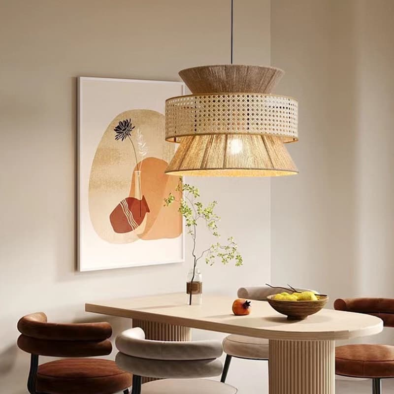 Lustre Rattan Sala De Estar Lustre Sala Jantar Café Pendente Luminaria Teto Lustre Para Cozinha Lampu Gantung Dekorasi