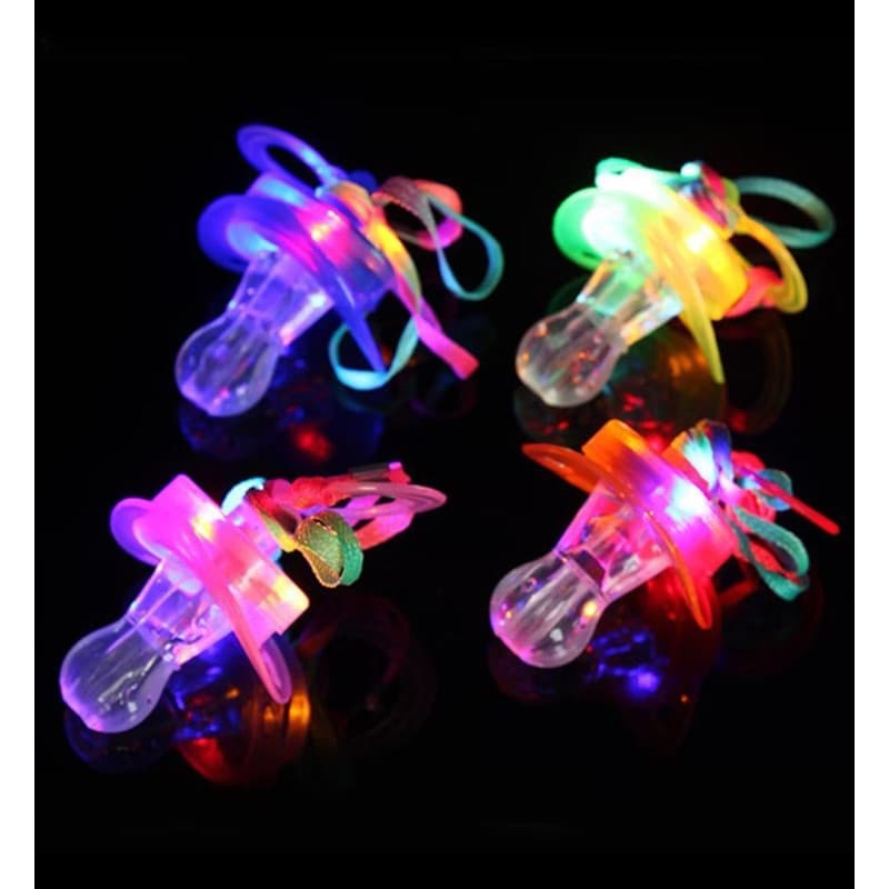 kit 2ps Brilhante LED Pisca chupeta ou Apito Noturno Iluminar Piscar Pacifier Party Rave Colar Macio