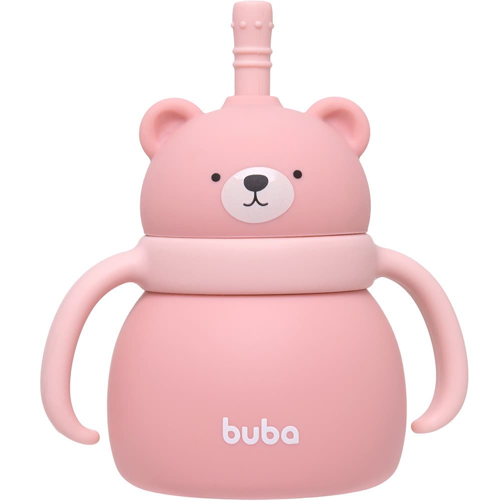 Copo Ursinho Menina em Silicone com Canudo 6m+ Buba