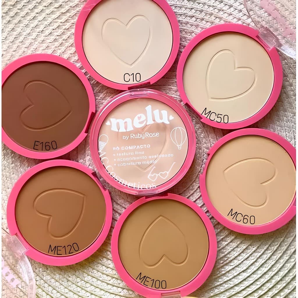 Pó Compacto Textura Fina Acabamento Aveludado Corbertura Média Melu By Rubi Rose 10G