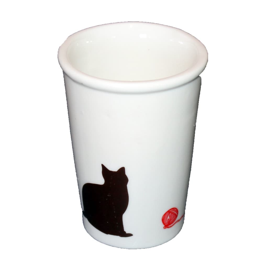 Copo de Cerâmica Branco com Desenho Fofo de Gatinho