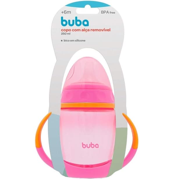 Copo Treinamento Buba com Alça Removível e Bico em Silicone Rosa Copo Buba