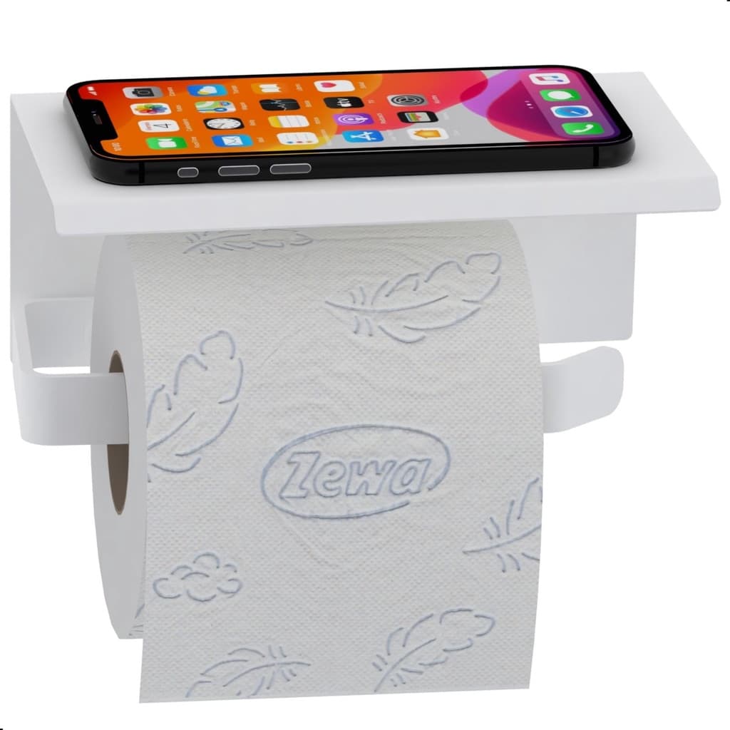 Porta Papel Higiênico Inox De Parede Banheiro Branco MAX