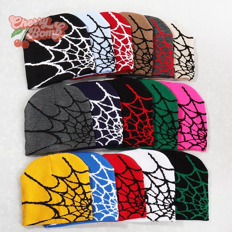 (Bomba De Cereja) 2023 Novos Gorros De Malha Chapéu Dos Desenhos Animados Aranha Bordado Chapéus De Inverno Gorro Lã Mac